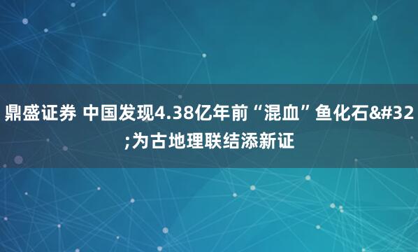 鼎盛证券 中国发现4.38亿年前“混血”鱼化石 为古地理联结添新证